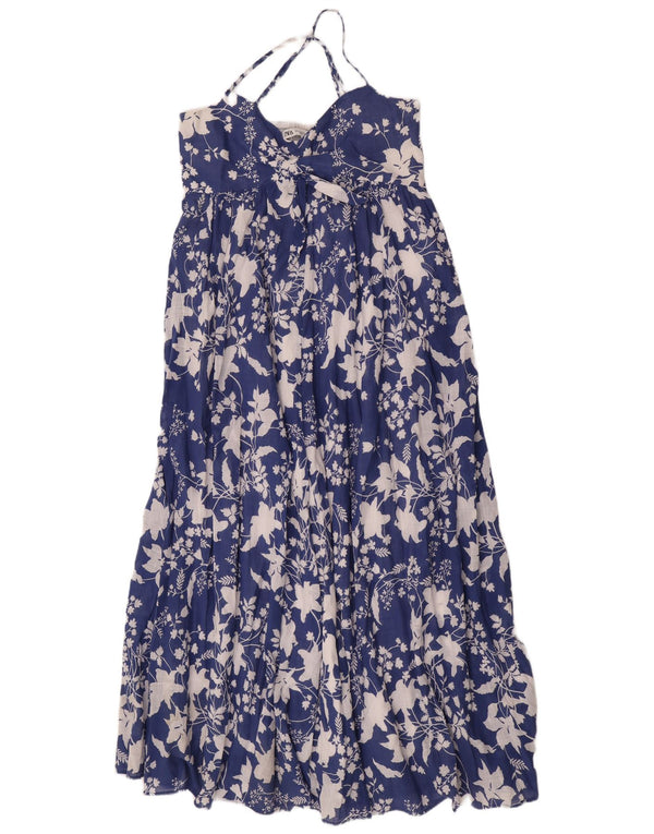 Abito maxi da donna Zara con scollo all'americana UK 12 Cotone floreale blu medio