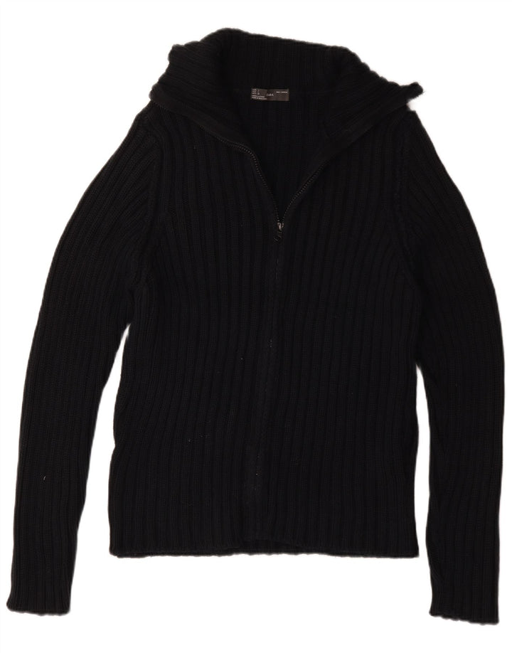 Maglione cardigan da uomo Zara grande in cotone blu navy