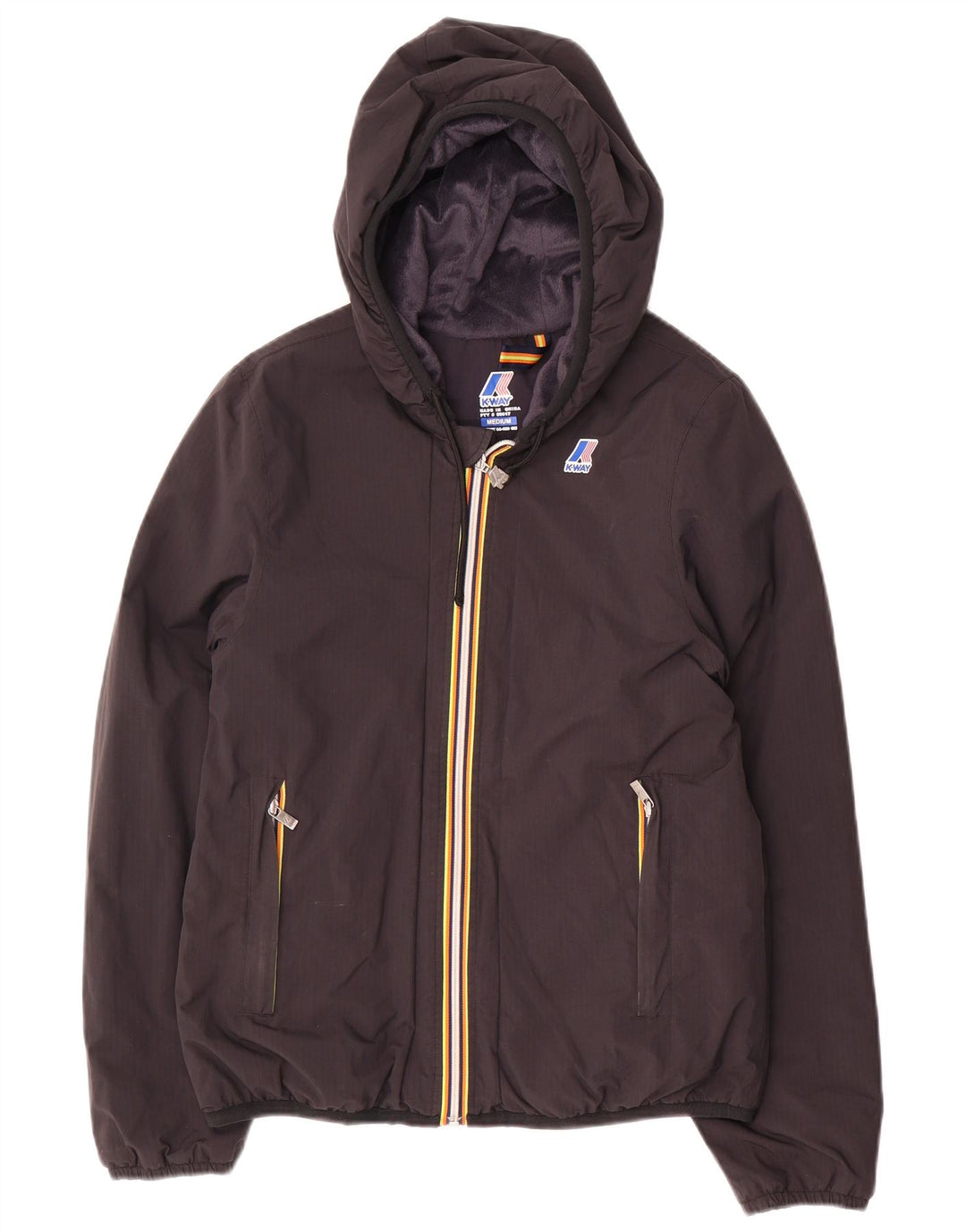 Giacca a vento con cappuccio da donna K-Way UK 14 Medium Nero Poliammide