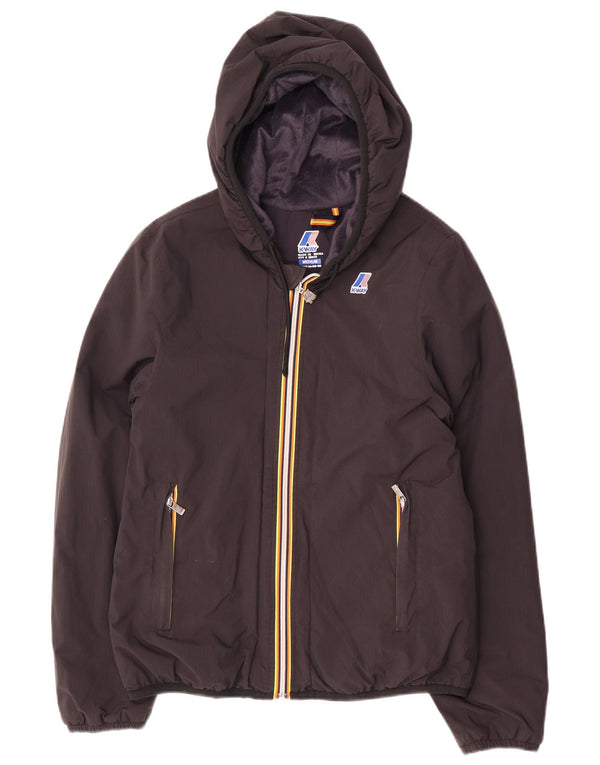 Giacca a vento con cappuccio da donna K-Way UK 14 Medium Nero Poliammide