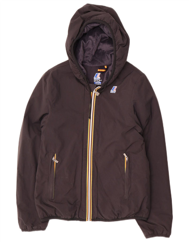 Giacca a vento con cappuccio da donna K-Way UK 14 Medium Nero Poliammide