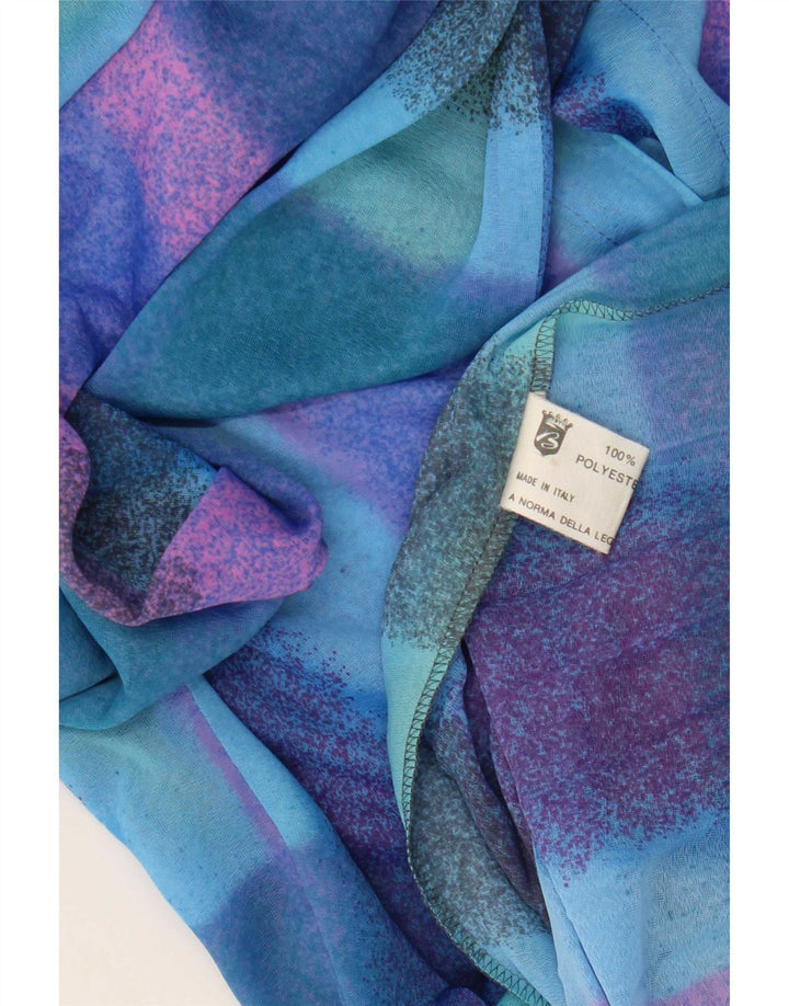 Abito vintage da donna a trapezio a maniche lunghe trasparente con piccoli quadri blu