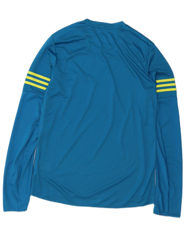 Top ADIDAS Climalite da uomo a maniche lunghe in poliestere blu medio