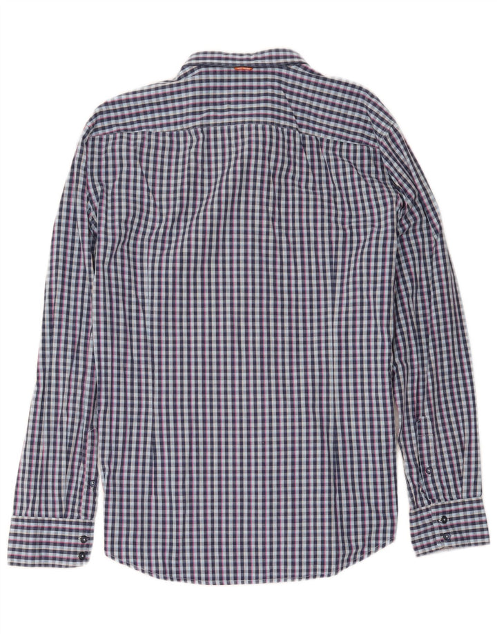 Camicia da uomo Hugo Boss XL in cotone a quadri blu