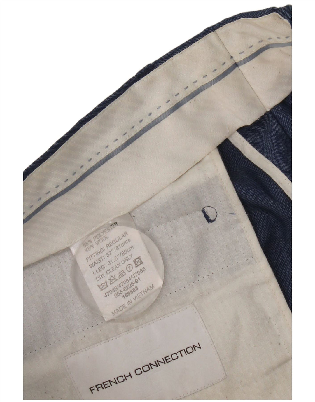 Pantaloni da abito slim da uomo French Connection W32 L31 poliestere blu