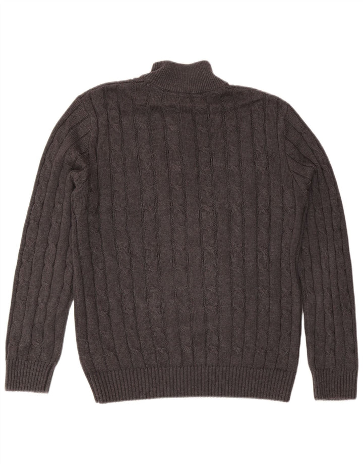 Crew Clothing Maglione da uomo con zip e collo in cotone grigio medio