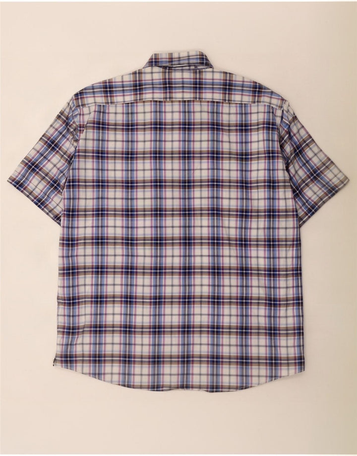 Camicia da uomo a maniche corte Navigare in cotone a quadri blu grandi