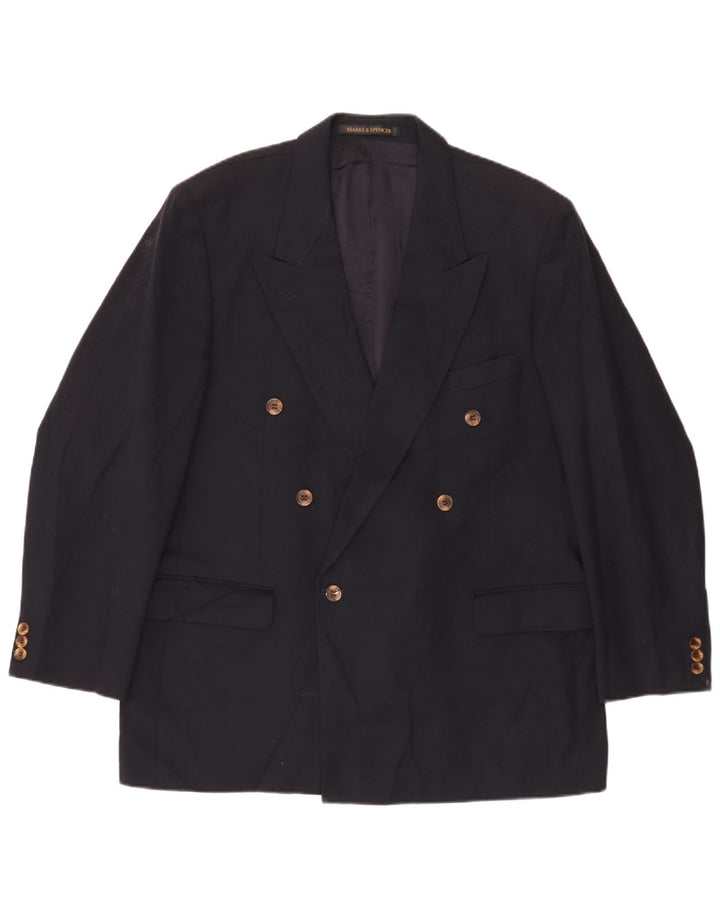 Giacca blazer doppiopetto da uomo Marks & Spencer UK 44 XL Blu navy