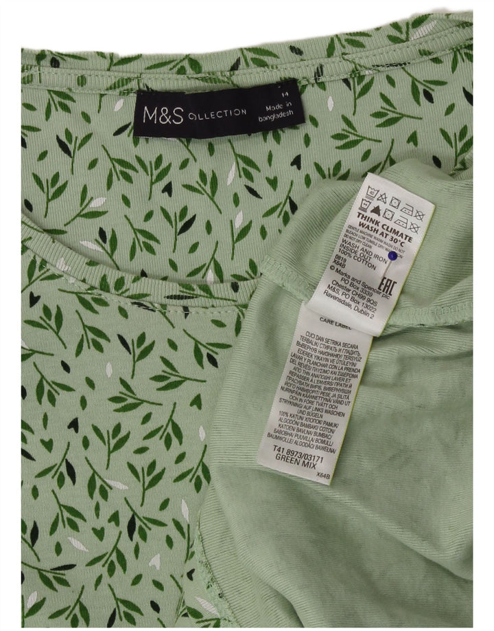 Marks & Spencer Top da donna a maniche lunghe UK 14 Cotone floreale verde medio