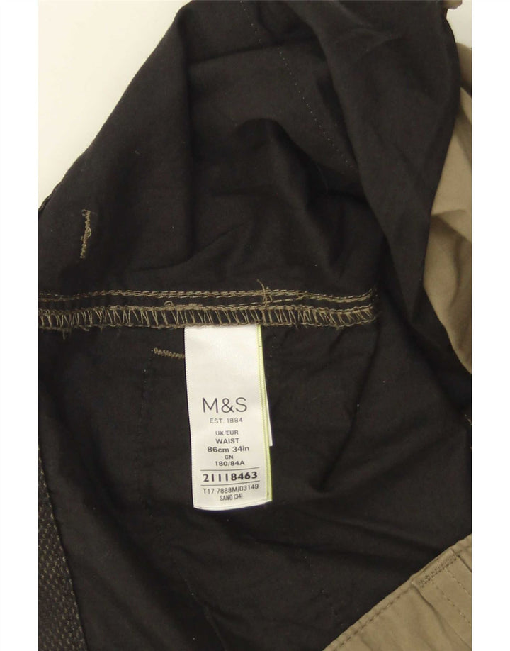 Pantaloncini cargo da uomo Marks & Spencer W34 grandi cotone kaki