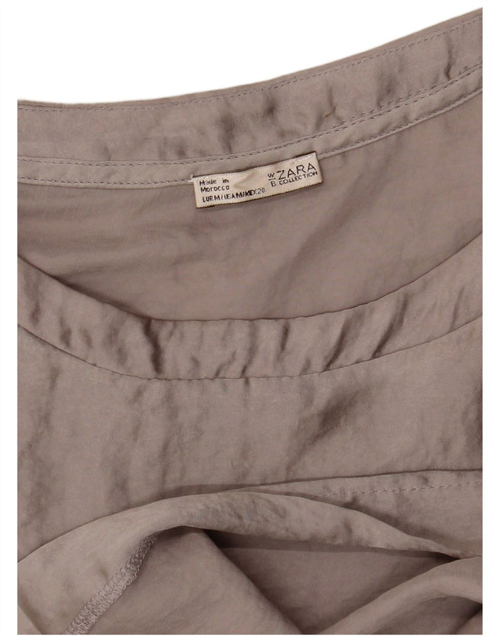 Top corto a maniche lunghe da donna Zara UK 14 Grigio medio