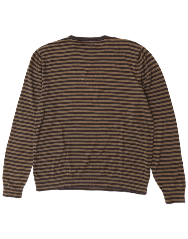 Maglione maglione girocollo da uomo Vans XL in cotone a righe kaki