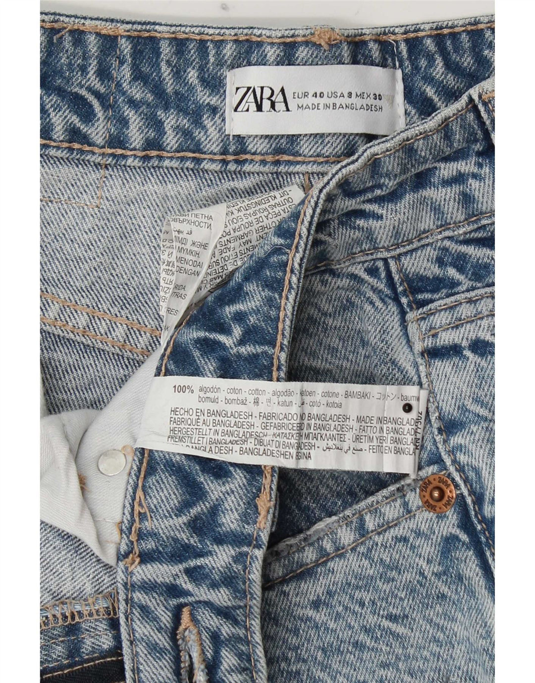 Jeans affusolati da donna Zara EU 40 medio W30 L27 cotone blu
