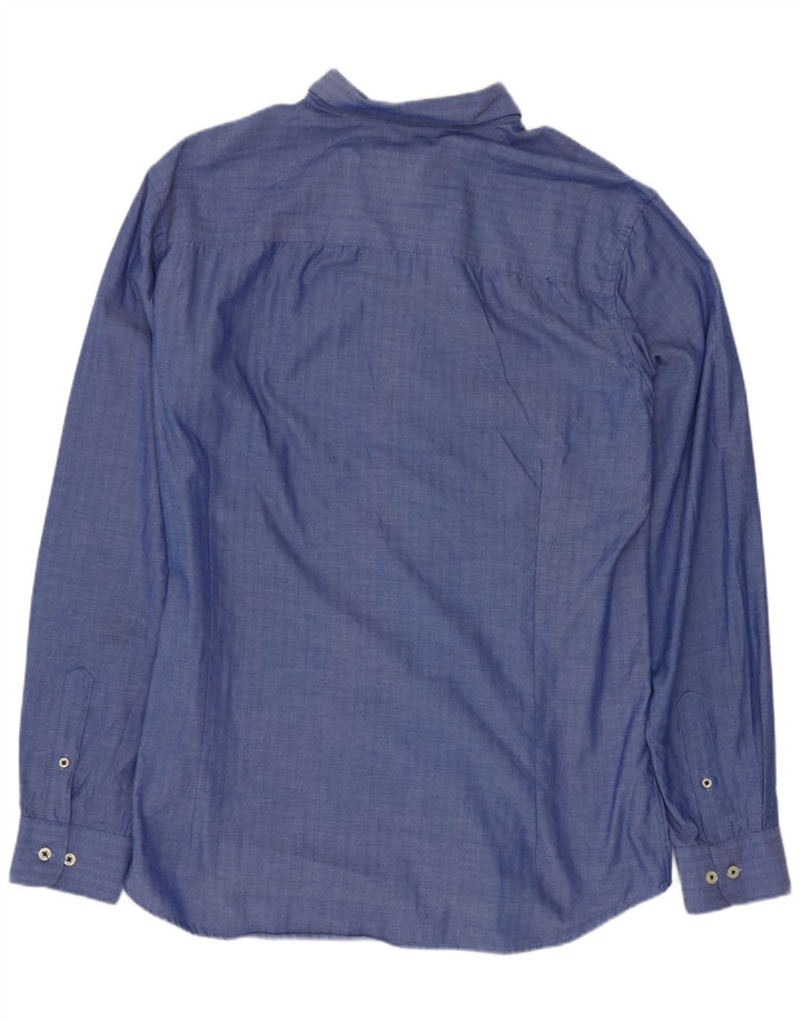 Camicia da uomo Jack & Jones XL in cotone a spina di pesce blu