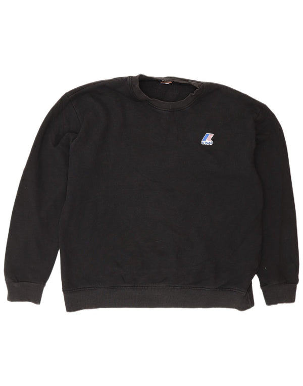 Felpa K-Way Uomo Maglione Large Nero in Cotone