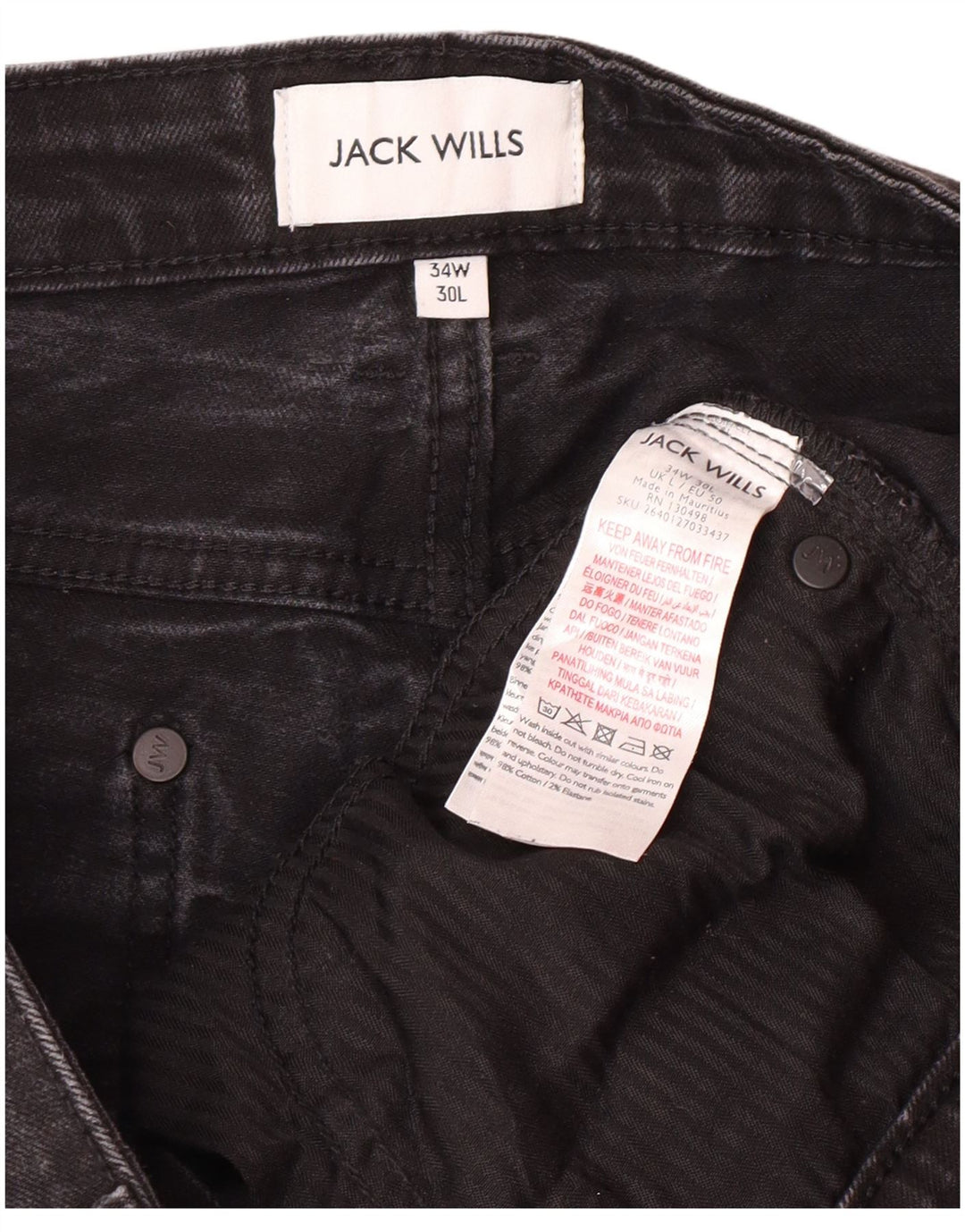 JACK WILLS Jeans slim da uomo W34 L27 cotone nero