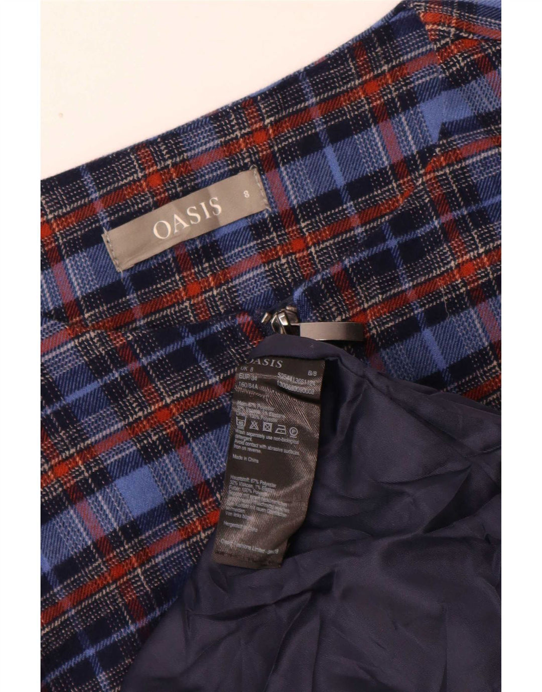Abito a trapezio senza maniche da donna Oasis UK 8 Piccolo poliestere a quadri blu