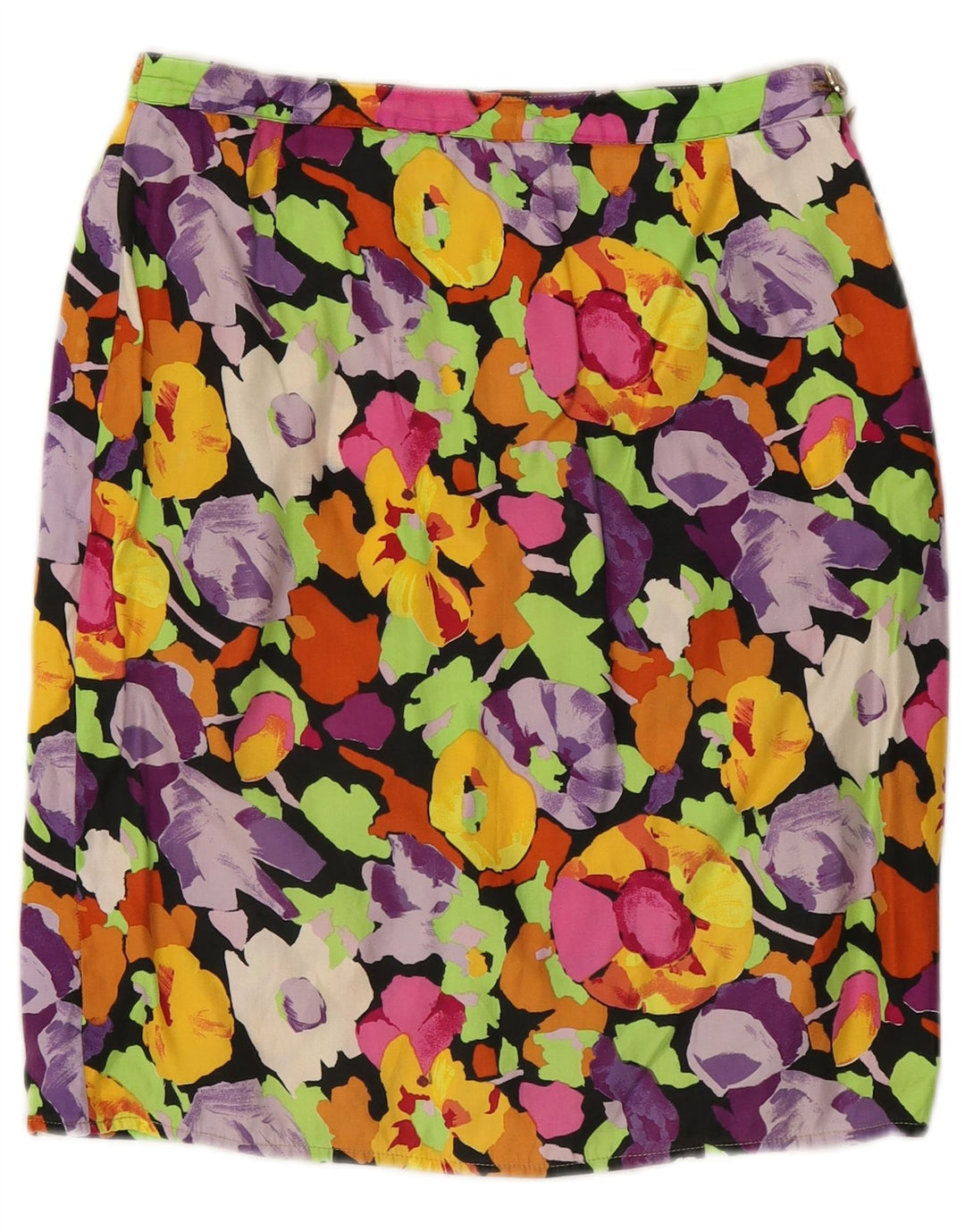 Gonna dritta da donna vintage W26 piccola floreale multicolore