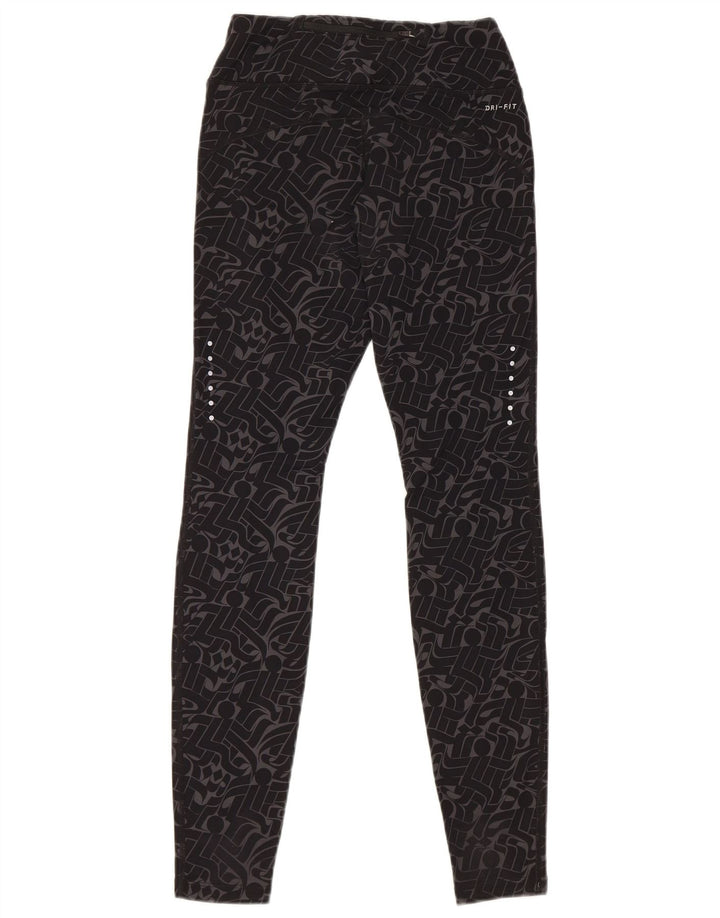 Leggings Dri Fit da donna NIKE UK 8 piccolo nylon geometrico nero