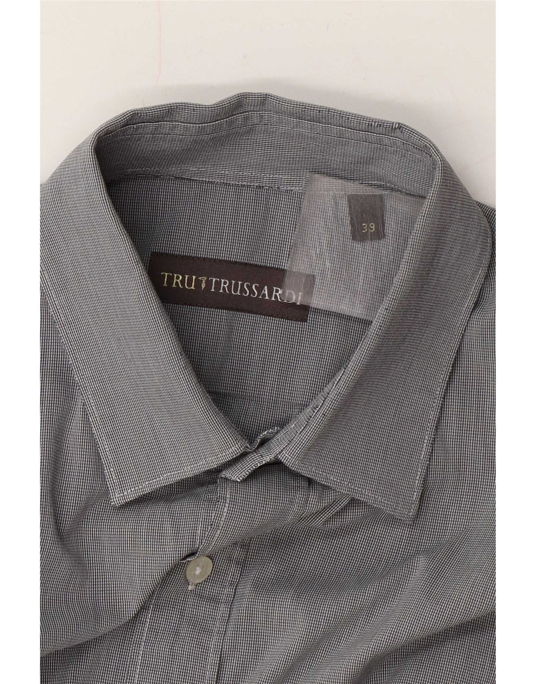 Camicia Trussardi Uomo Taglia 39 Pied De Poule Grigio Medio