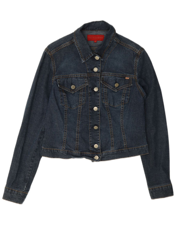 Fcuk Womens Crop Denim Jacket UK 12 Medium Blue