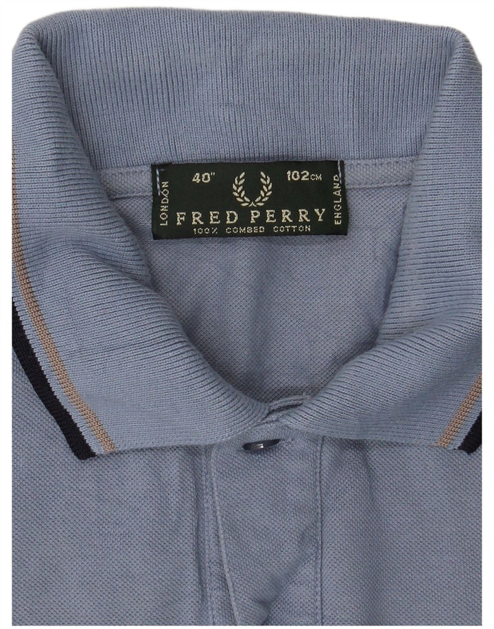 Polo da uomo Fred Perry in cotone blu medio