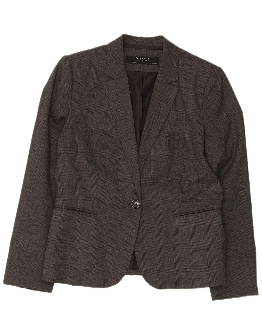 Giacca blazer a 1 bottone da donna Zara EU 42 poliestere a quadri grigio grande