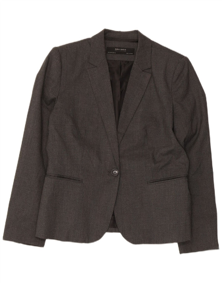 Giacca blazer a 1 bottone da donna Zara EU 42 poliestere a quadri grigio grande