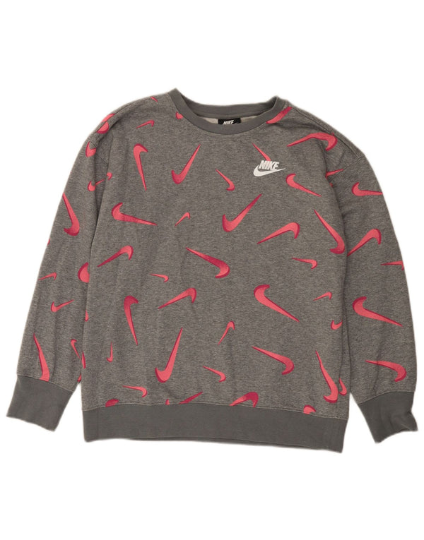 Felpa grafica per ragazze NIKE, maglione 13-14 anni, XL, grigio geometrico