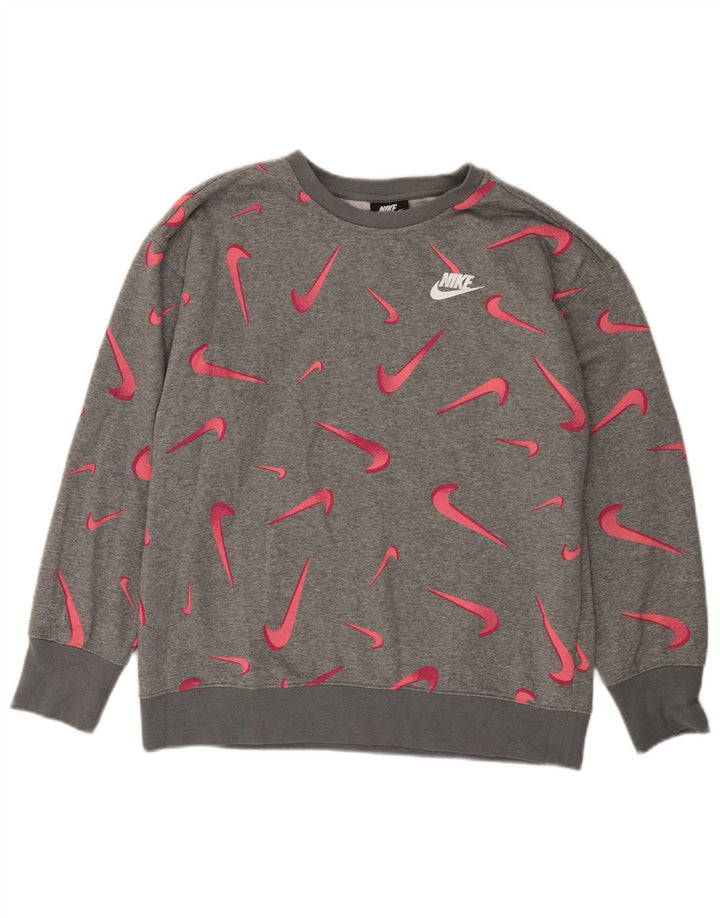 Felpa grafica per ragazze NIKE, maglione 13-14 anni, XL, grigio geometrico