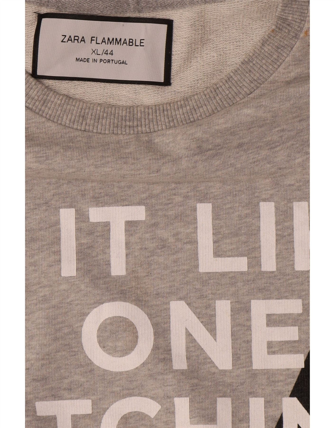 Felpa con grafica Zara da uomo, maglione XL, cotone grigio