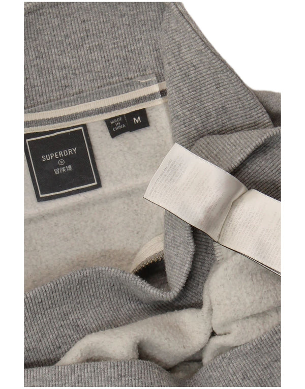 Felpa da donna con collo con zip Superdry, maglione UK 14 grigio medio chiazzato
