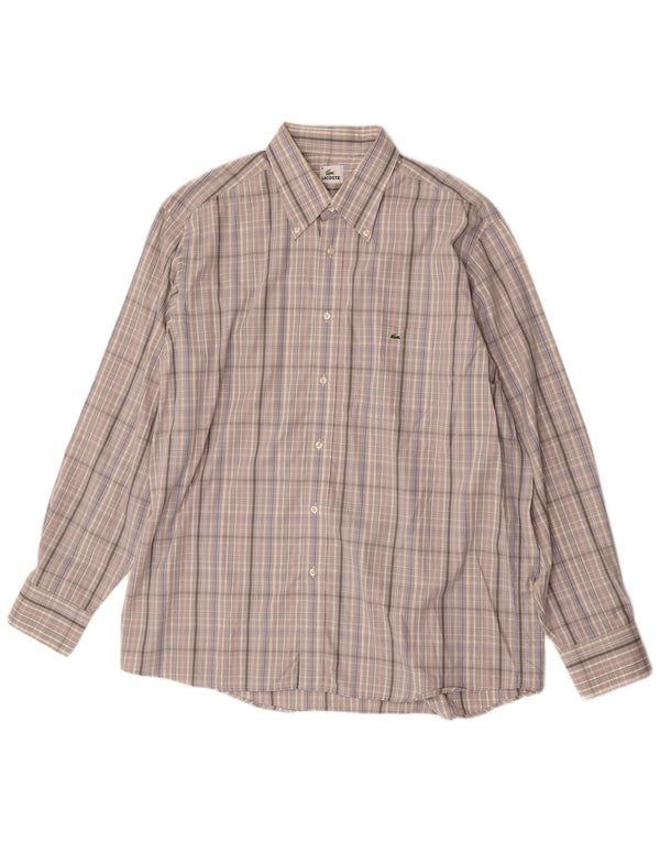 Camicia da uomo Lacoste taglia 46 2XL cotone a quadri grigio