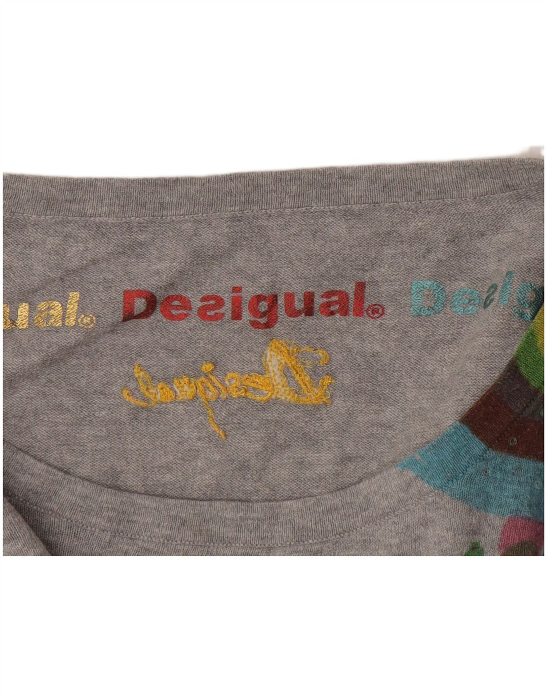 Desigual Donna Maglione con scollo a barchetta Maglione UK 14 Grigio medio geometrico