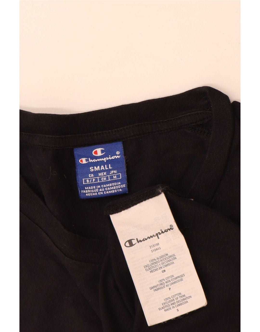 T-shirt grafica da uomo Champion Top piccola in cotone nero