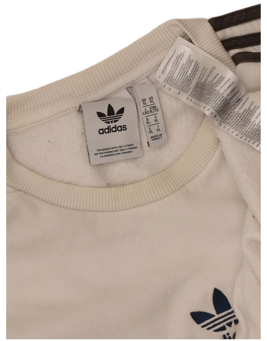 Felpa Adidas Uomo Maglione XL Cotone Bianco