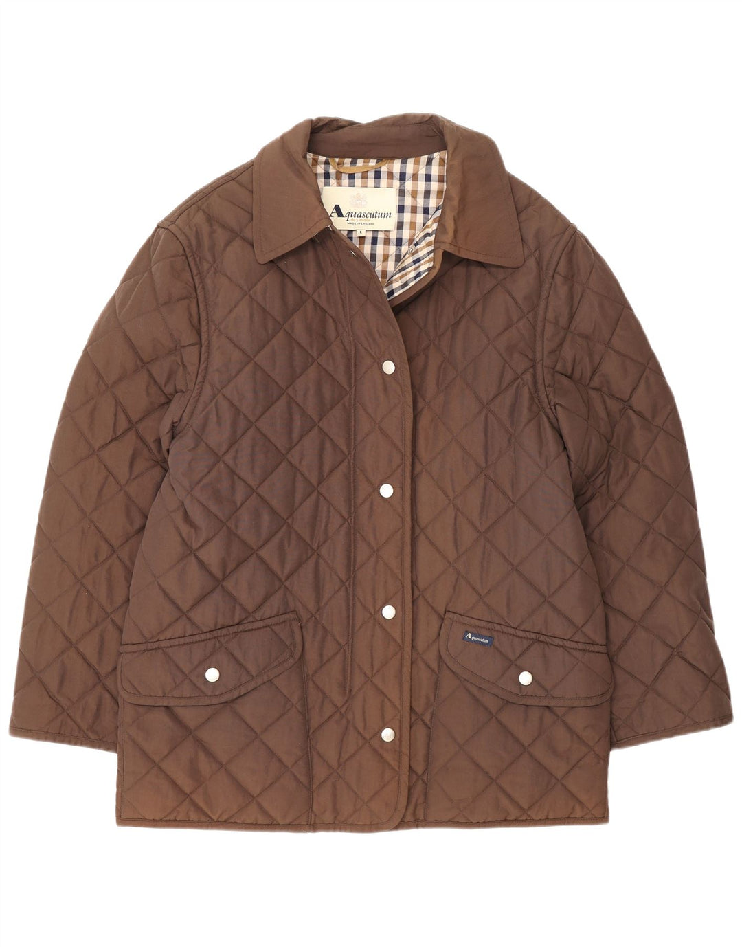 Giacca trapuntata da donna Aquascutum UK 16 grande nylon marrone