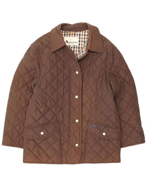 Giacca trapuntata da donna Aquascutum UK 16 grande nylon marrone