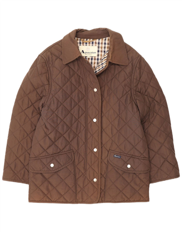 Giacca trapuntata da donna Aquascutum UK 16 grande nylon marrone