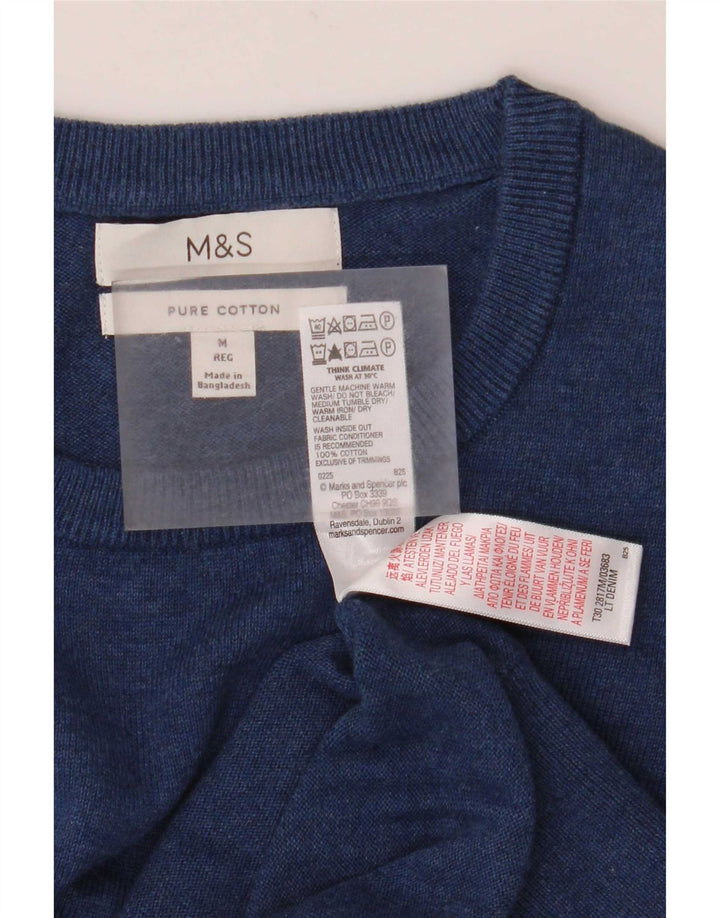Maglione maglione girocollo da uomo Marks & Spencer cotone medio blu navy