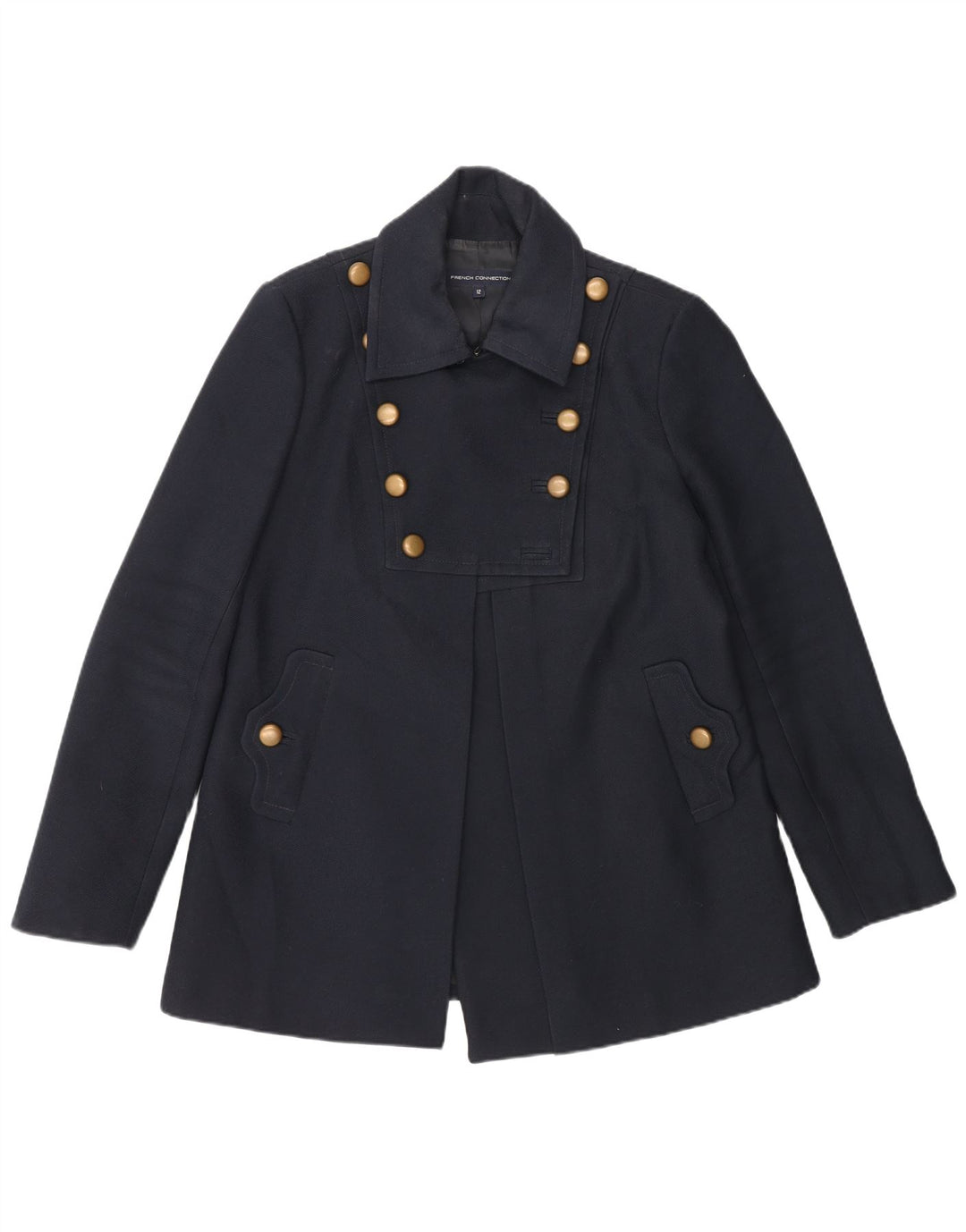 Cappotto da marinaio da donna French Connection UK 12 medio blu navy Poliestere