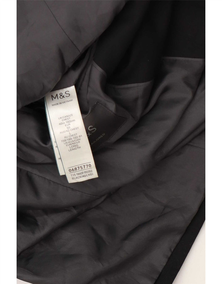 Giacca blazer a 2 bottoni da uomo Marks & Spencer UK 40 poliestere nero medio
