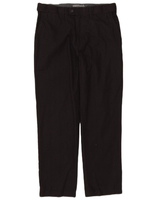 Pantaloni da abito regolari da uomo Marks & Spencer W32 L29 Cotone gessato marrone