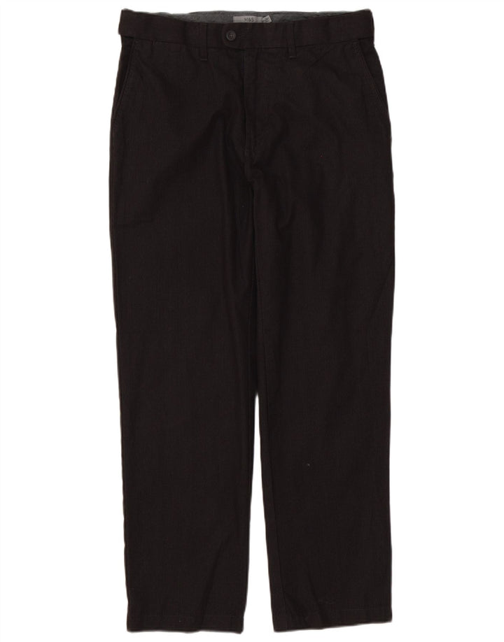 Pantaloni da abito regolari da uomo Marks & Spencer W32 L29 Cotone gessato marrone