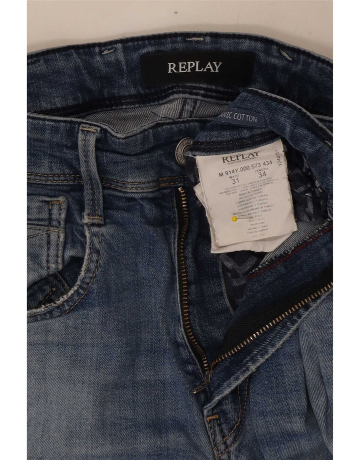 Jeans slim invecchiati da uomo Replay W31 L26 cotone blu