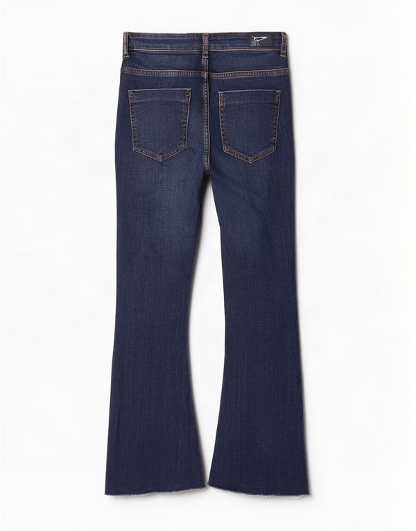 Jeans svasati corti da donna Zara EU 38 piccoli W28 L26 blu