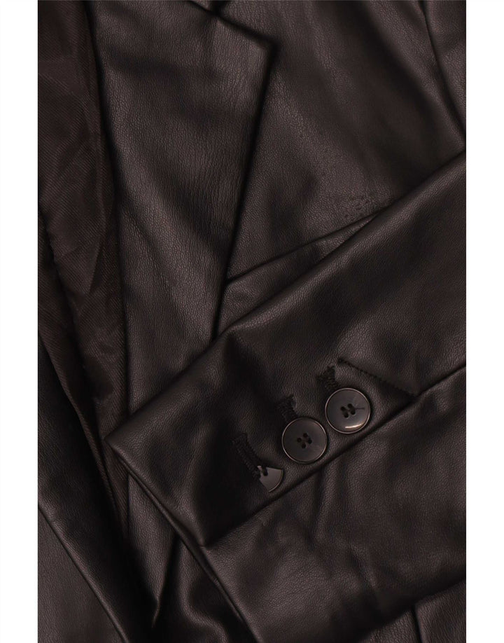 Giacca blazer da donna in ecopelle a 1 bottone Zara UK 10 piccola nera