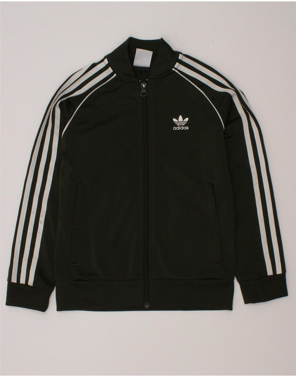 Adidas Boys Tracksuit Top Jacket 7-8 Years Green Polyester