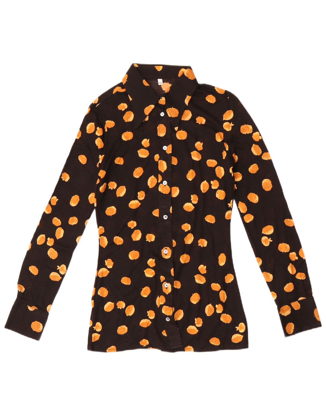 Camicetta camicia vintage da donna con motivo astratto IT 44 medio nero