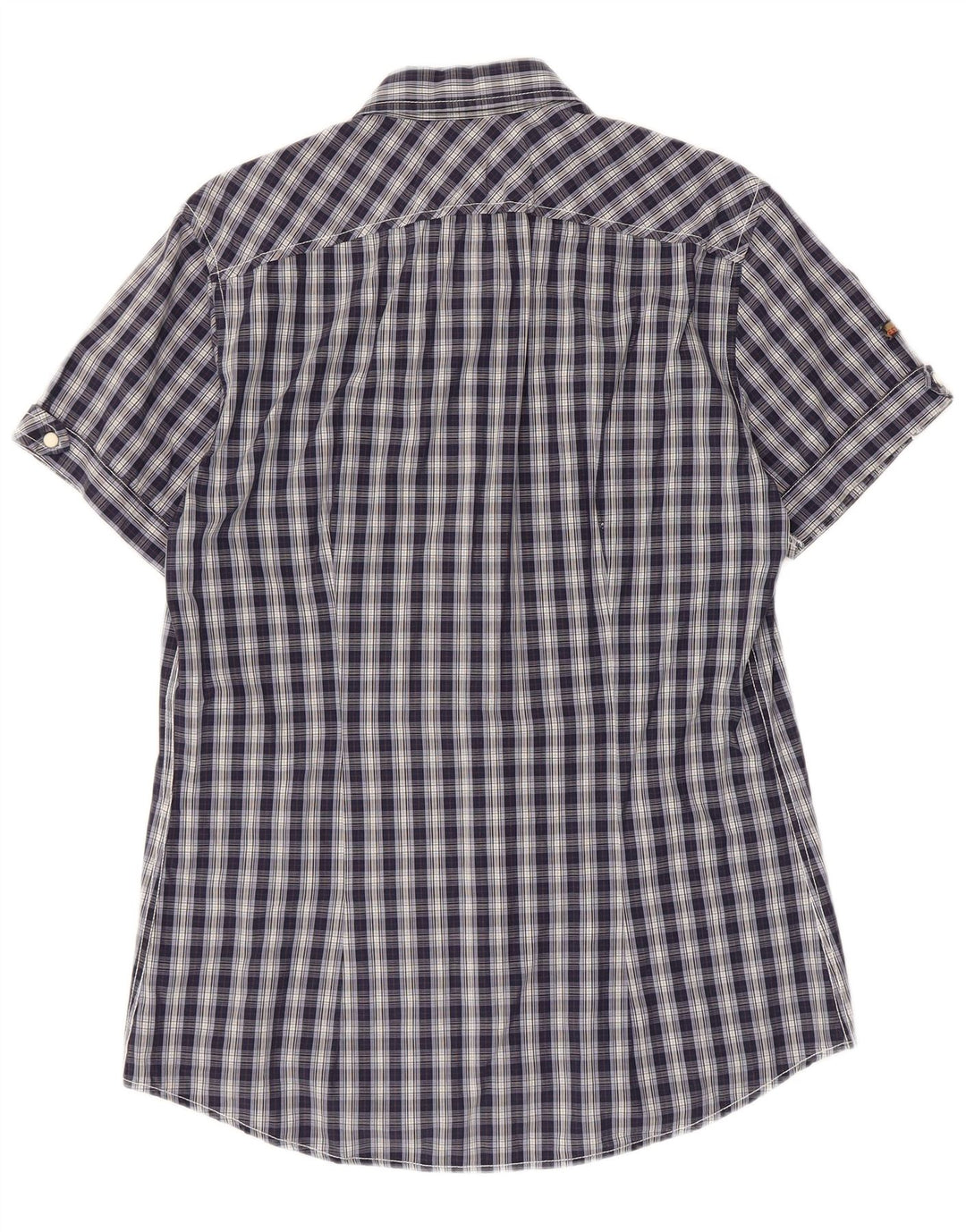 Fred Mello Camicia a maniche corte da uomo di grandi dimensioni in cotone a quadri blu navy